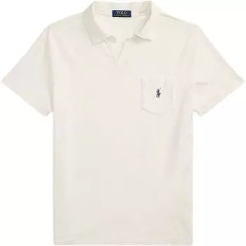 Polo Ralph Lauren Однотонная рубашка-поло с коротким рукавом с логотипом Мужские топы Кремовый 710964512-002 S