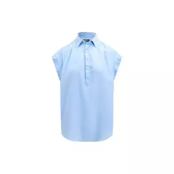 Polo Ralph Lauren Однотонная рубашка поло с вышитым логотипом и коротким рукавом, женские рубашки, светло-голубого цвета 211935131-003 M