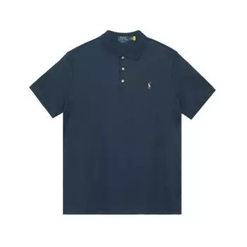Polo Ralph Lauren однотонная рубашка поло с вышитым логотипом с коротким рукавом, мужские топы темно-синего цвета 710870645-002 L