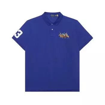 Polo Ralph Lauren однотонная рубашка поло с вышитым изображением животных с коротким рукавом, мужские топы синего цвета MNPOKNI1N821556-400 S