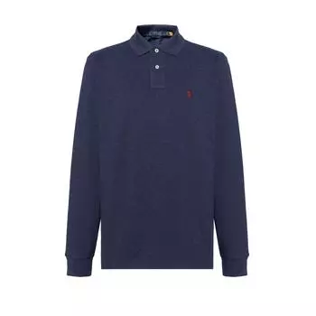 Polo Ralph Lauren однотонная рубашка поло с длинным рукавом мужская, темно-синяя 710680790-094 XS
