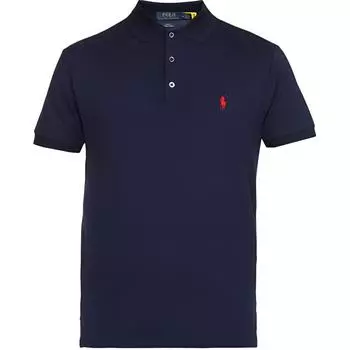 Polo Ralph Lauren однотонная рубашка поло с вышитым логотипом с коротким рукавом, мужские топы, темно-синего цвета 710541705-009 S