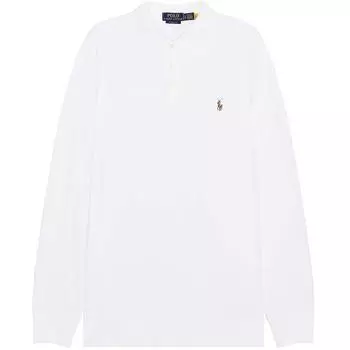 Polo Ralph Lauren однотонная рубашка поло с воротником и длинным рукавом, мужские топы, белая 710761017-002 L