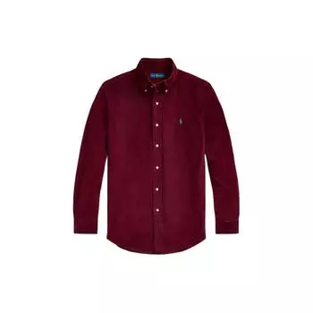 Polo Ralph Lauren Однотонная рубашка поло с вышитым логотипом и воротником-поло, однобортная рубашка с длинным рукавом, мужские рубашки 710815620-004 S