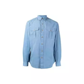 Polo Ralph Lauren однотонная рубашка поло с длинным рукавом, мужские рубашки синего цвета 710864176-001 XL