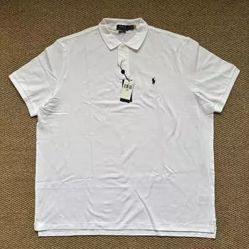 Polo Ralph Lauren однотонная рубашка-поло с вышитым пони, прямая, повседневная, с коротким рукавом, мужская, белая 710674053-003 L
