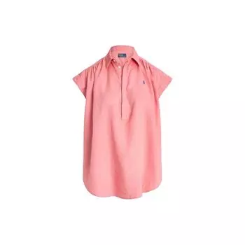 Polo Ralph Lauren Однотонная рубашка поло с вышитым логотипом и коротким рукавом, женские рубашки, розово-лососевый цвет 211935131-002 S