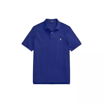 Polo Ralph Lauren однотонная рубашка поло с коротким рукавом и воротником-стойкой, мужская рубашка поло, синяя 710783656-003 S