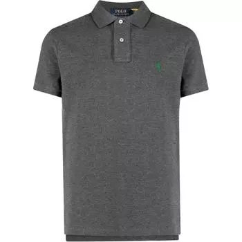 Polo Ralph Lauren однотонная рубашка поло с коротким рукавом с вышивкой Pony, мужские топы темно-серого цвета 710783656-001 M