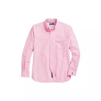 Polo Ralph Lauren однотонная рубашка с длинным рукавом на пуговицах и нагрудным карманом унисекс-рубашки розового цвета MNPOWOV16822179-650 S