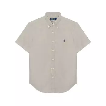 Polo Ralph Lauren однотонная рубашка с коротким рукавом и вышитым логотипом Мужские рубашки Серый 710843575-003 XL