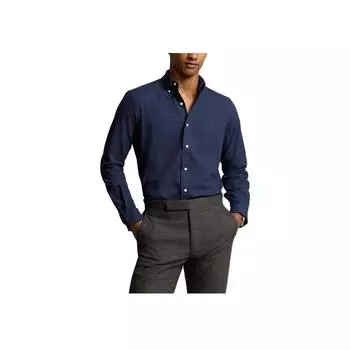 Polo Ralph Lauren однотонная рубашка с воротником-поло, однобортная, с длинным рукавом, мужские рубашки, темно-синие MNPOWOV16823845-410 XS