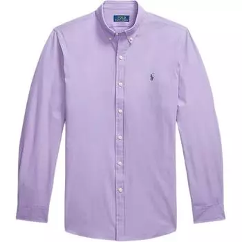 Polo Ralph Lauren Однотонная рубашка с воротником поло, однобортная, с длинным рукавом, мужская, фиолетовая 710952106-006 XL