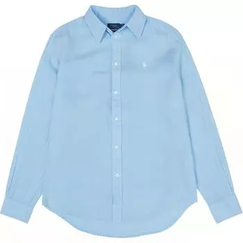 Polo Ralph Lauren однотонная рубашка с вышитым логотипом на пуговицах с длинным рукавом, женские рубашки синего цвета 211867454-016 XS