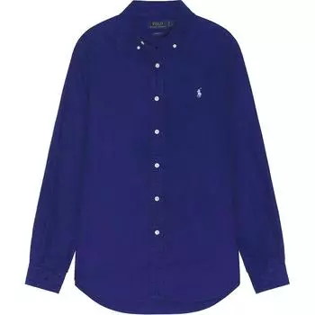 Polo Ralph Lauren однотонная рубашка с вышитым логотипом и длинными пуговицами, мужские рубашки синего цвета 710957964-005 S