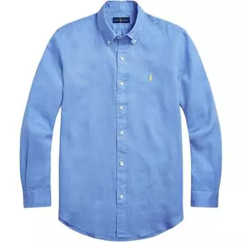 Polo Ralph Lauren Однотонная рубашка с вышитым логотипом и длинным рукавом, мужские рубашки, светло-голубой цвет 710866956-003 S