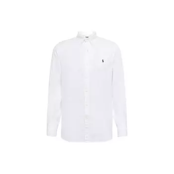 Polo Ralph Lauren Однотонная рубашка с вышитым воротником-поло с длинным рукавом, мужские рубашки белого цвета 710634467-008 XS