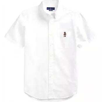 Polo Ralph Lauren Однотонная рубашка с вышивкой логотипа, воротником поло и свободными рукавами, мужская, белая, MNPOWOV1N820185-999 M