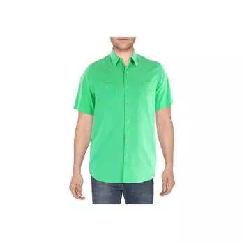 Polo Ralph Lauren однотонная рубашка свободного кроя с коротким рукавом и раскладным воротником, мужская рубашка зеленого цвета 710914376-001 M