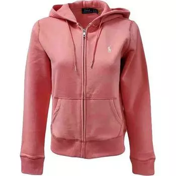 Polo Ralph Lauren однотонная толстовка с капюшоном и логотипом в виде маленького пони, женская толстовка на молнии, розовая 211841657-013 XS