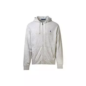 Polo Ralph Lauren Однотонная толстовка с капюшоном на молнии и кулиске с вышивкой пони Мужские толстовки Серый 710706348-006 XL