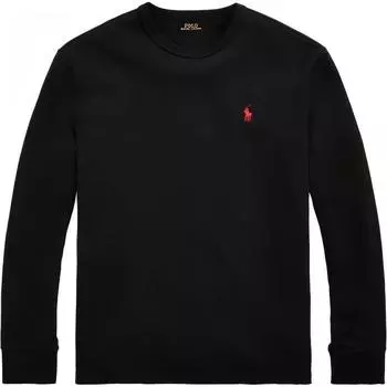 Polo Ralph Lauren однотонная трикотажная футболка с круглым вырезом и длинным рукавом, мужские топы, черный цвет MNPOTSH16820171-001 XXL