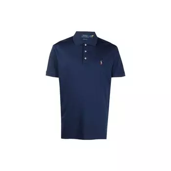 Polo Ralph Lauren однотонная трикотажная рубашка поло с коротким рукавом из хлопка для мужчин, цвет синий 710713130-006 S