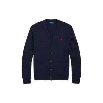 Polo Ralph Lauren Однотонная трикотажная рубашка с длинным рукавом и вышивкой маленькой пони для мужчин топы Темно-синий MNPOSWE16821350-400 M