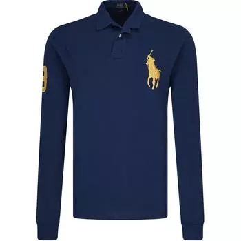 Polo Ralph Lauren однотонная вышитая буква логотипа рубашка поло с длинным рукавом мужские топы темно-синие MNPOKNI16820644-410 XS