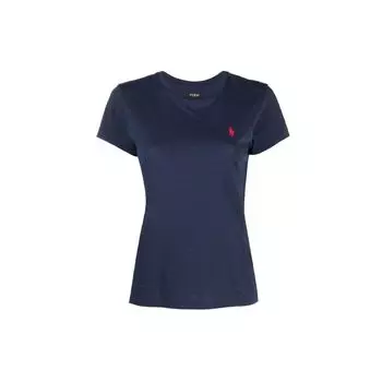 Polo Ralph Lauren однотонная вышитая футболка с коротким рукавом женская синяя 211847073-010 S