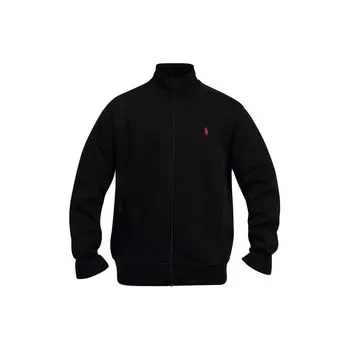 Polo Ralph Lauren однотонная вышитая куртка с длинным рукавом и воротником-стойкой, застежкой-молнией, логотипом, цвет черный 710881509-001 XS