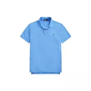 Polo Ralph Lauren Однотонная вышитая логотипом футболка-поло с коротким рукавом на половину пуговиц для мужчин топы Синий MNPOKNI1N821174-400 S