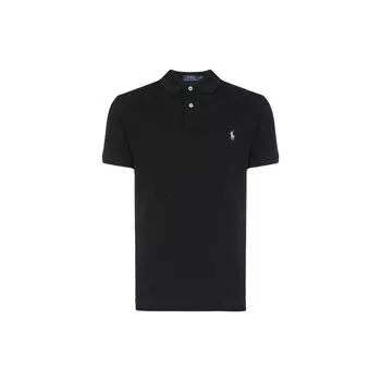 Polo Ralph Lauren Однотонная вышитая логотипом повседневная рубашка-поло с коротким рукавом на пуговицах для мужчин топы Черный 710666998-004 S