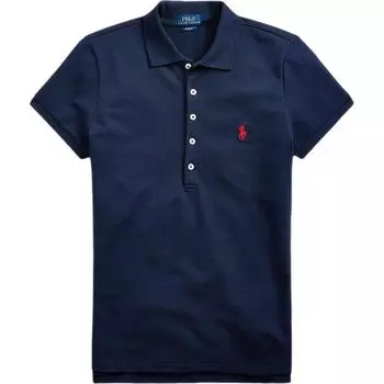 Polo Ralph Lauren Однотонная вышитая логотипом рубашка-поло с коротким рукавом и воротником-поло Женский топ Темно-синий WMPOKNINCU20374-410 M