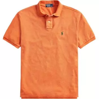 Polo Ralph Lauren однотонная вышитая рубашка-поло с коротким рукавом, мужская, оранжевая 710670136-046 M