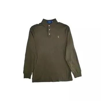 Polo Ralph Lauren однотонная вышитая рубашка-поло с длинным рукавом, мужская, цвет армейский зеленый 710671784-036 XL
