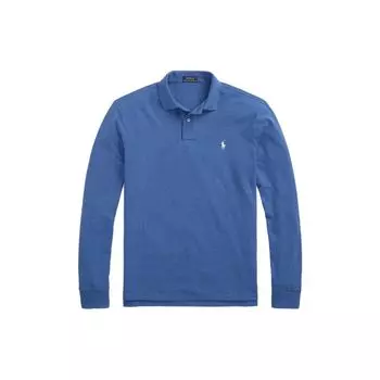 Polo Ralph Lauren однотонная вышитая рубашка-поло с длинным рукавом, мужские топы, синяя MNPOKNI16823206-400 L