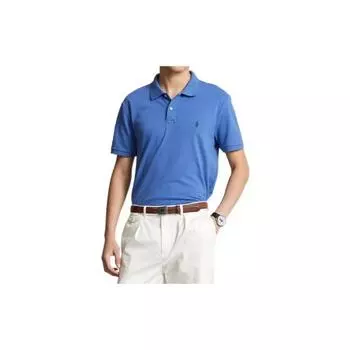 Polo Ralph Lauren однотонная вышитая рубашка поло с коротким рукавом с вышивкой, мужская, синяя MNPOKNI1N821950-430 S