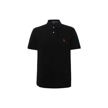 Polo Ralph Lauren однотонная вышитая рубашка-поло с коротким рукавом, мужские топы, черный цвет 710707434004 XS