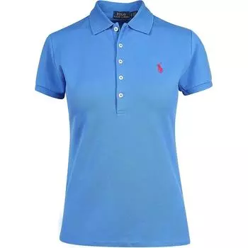 Polo Ralph Lauren однотонная вышитая рубашка-поло с коротким рукавом, женские топы, синяя 211505654-130 M