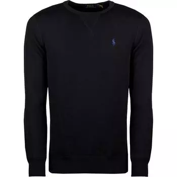Polo Ralph Lauren Однотонный двухсторонний трикотажный с вышивкой логотипа маленькой пони с круглым вырезом и длинными рукавами мужской свитшот черный 710735064-009 2XL