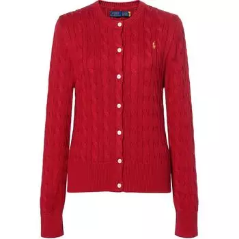 Polo Ralph Lauren однотонный кардиган с круглым вырезом и длинными рукавами, женский свитер, красный 211892549003 M