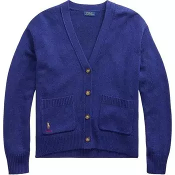 Polo Ralph Lauren однотонный кардиган с V-образным вырезом и вышивкой в виде пони женский свитер синий WMPOSWEN6820197-400 S