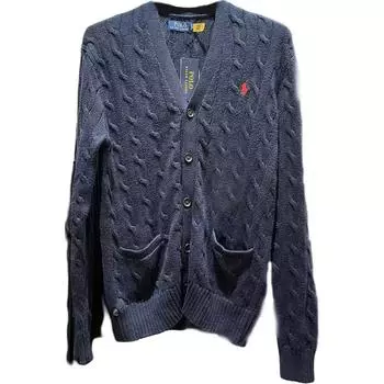 Polo Ralph Lauren Однотонный кардиган с V-образным вырезом, вышитым логотипом маленькой лошади, с длинным рукавом, мужской свитер, темно-синий MNPOSWE16821756-400 L