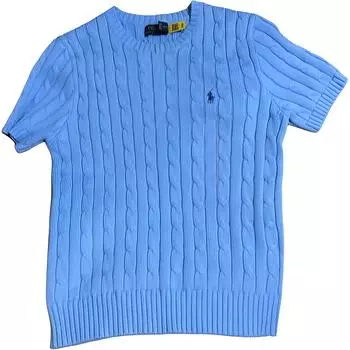 Polo Ralph Lauren однотонный круглый вырез с вышитым логотипом и короткими рукавами трикотажный топ женский синий 211910987-020 S