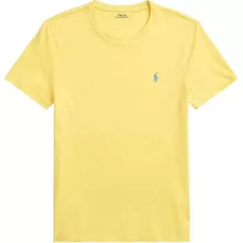 Polo Ralph Lauren однотонный круглый вырез с логотипом свитер короткий рукав футболка мужские топы желтый 710671438-358 L