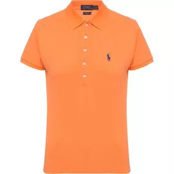 Polo Ralph Lauren однотонный логотип с вышитыми пуговицами повседневная рубашка поло с коротким рукавом женские топы оранжевый 211505654-132 L