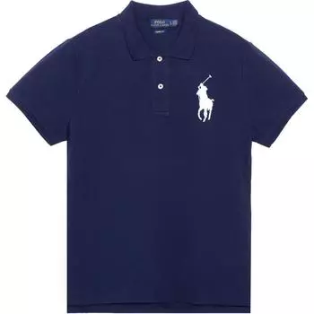 Polo Ralph Lauren Однотонный логотип с вышитыми вертикальными пуговицами Slim Fit с коротким рукавом Поло Рубашка Женские топы Темно-синего цвета WMPOKNINN810027-B82 M
