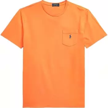 Polo Ralph Lauren однотонный логотип вышитый карман круглый вырез горловины тонкий крой короткий рукав футболка мужские топы оранжевый MNPOTSH1N821257-800 XS