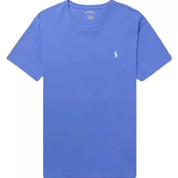 Polo Ralph Lauren однотонный логотип вышитый круглый вырез прямой крой короткий рукав футболка мужские топы синий 710671438-195 M